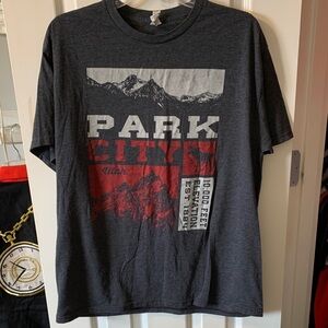 Dark Gray Mountain Graphic Tee-Park City Utah